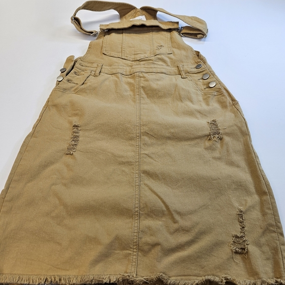 Bohme Distressed Denim Overall Skirt Shortalls Raw Hem Oversized Women Sz Medium - Picture 7 of 7